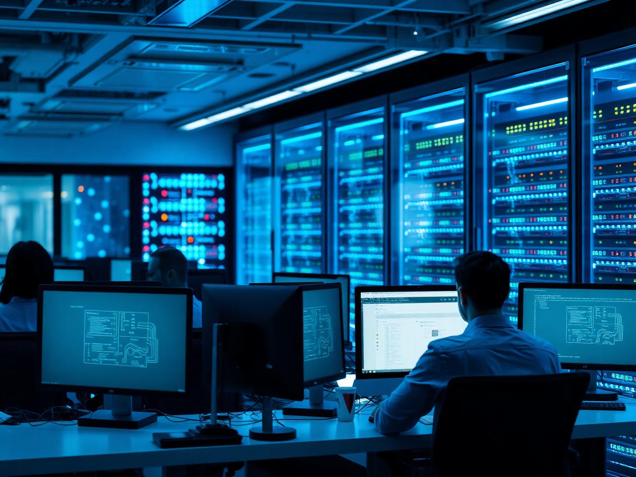 Network operations team monitoring business connectivity